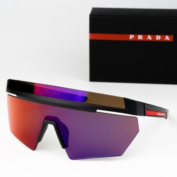 NEW Prada Linea Rossa PS01YS 1BO02U Matte Black Mirror Orange Unisex Sunglasses main image 7